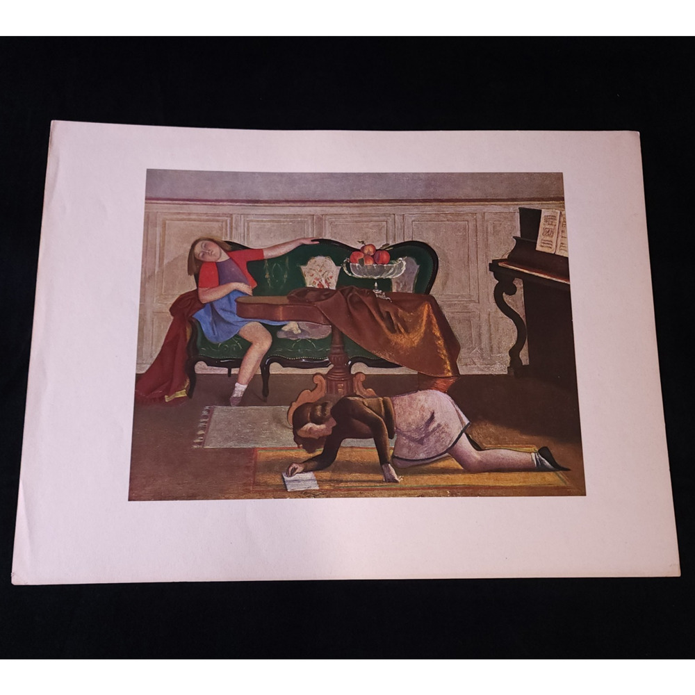 Vintage Rare 1947 Balthus Le Salon Original Period Swiss Lithograph Art Print